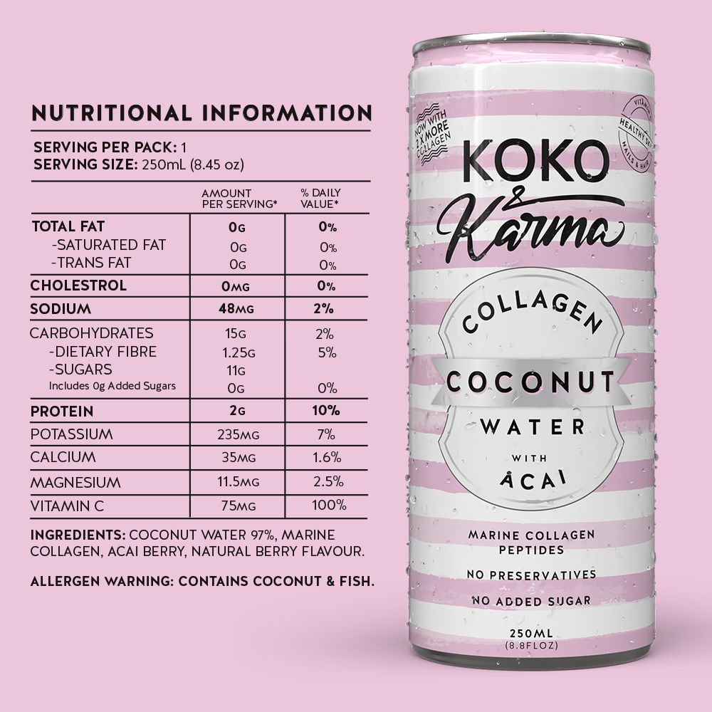Koko and Karma Acai Coconut Water Nutritional Information