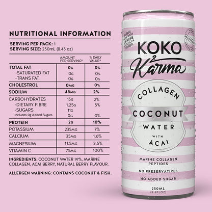 Koko and Karma Acai Coconut Water Nutritional Information