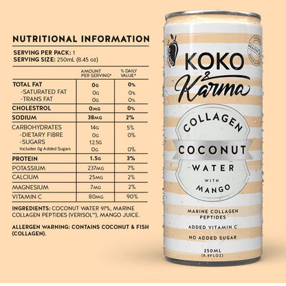 Koko and Karma Mango Coconut Water Nutritional Information