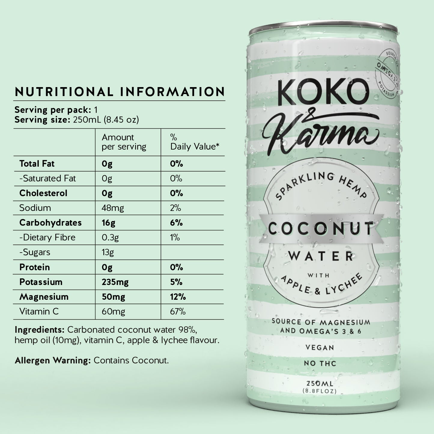 Sparkling Coconut Water with Hemp Apple & Lychee