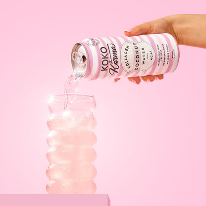 Pouring Acai Coconut Water from a Koko and Karma Can