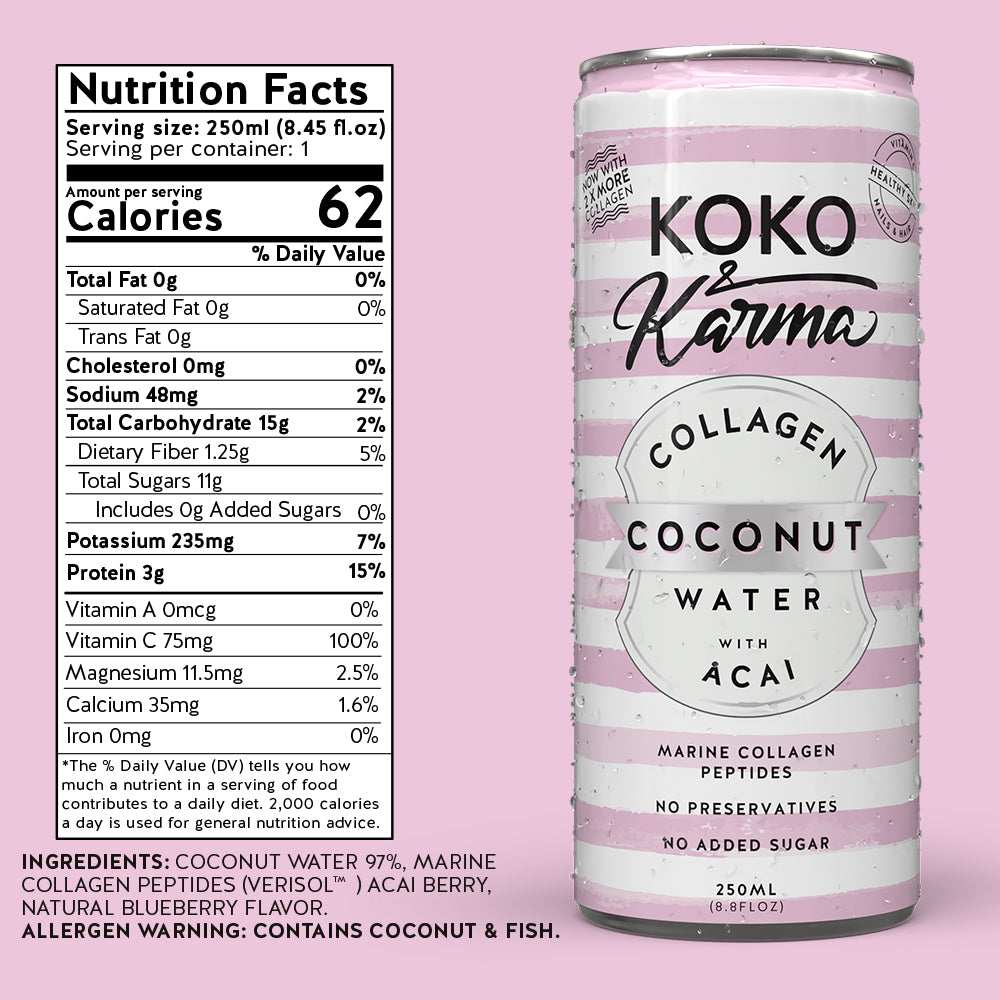 Pure Coconut Water with Acai Berry & Verisol Marine Collagen Peptides