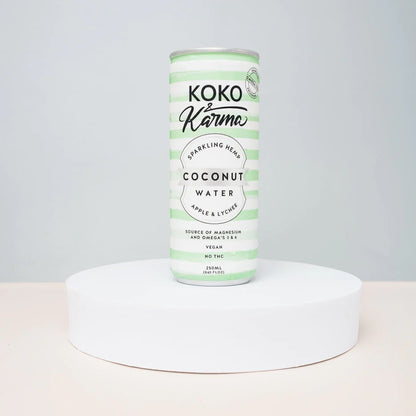 Koko and Karma Sparkling Hemp Coconut Water with Apple and Lychee